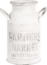 Clayre & Eef Pot à lait de décoration 18x15x27 cm Blanc Métal Rond Farmers Market Pot à lait