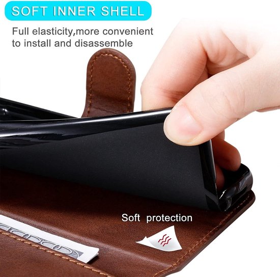 Oppo Find X3 Lite - Bookcase Marron - Etui portefeuille avec protecteur d'écran en Glas 1 pièce