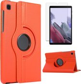 Case2go - Tablet hoes geschikt voor Samsung Galaxy Tab A7 Lite - Draaibare Book Case Cover + Screenprotector - 8.7 inch - Oranje