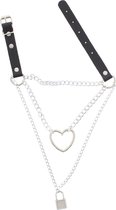 Zac's Alter Ego Choker Heart & Lock Chain Zwart