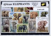 Afrikaanse olifanten – Luxe postzegel pakket (A6 formaat) : collectie van 50 verschillende postzegels van Afrikaanse olifanten – kan als ansichtkaart in een A6 envelop - authentiek