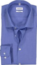 Seidensticker shaped fit overhemd - blauw fil a fil - Strijkvrij - Boordmaat: 43