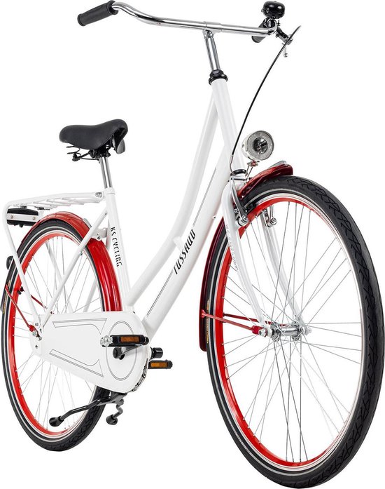 Ks Cycling Fiets Omafiets 28 inch single speed Tussaud wit-rood - 49 cm |  bol.com
