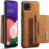 DG Ming - Samsung Galaxy A22 5G hoesje - 2 in 1 Magnetisch Portemonnee case - Bruin