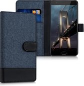 kwmobile telefoonhoesje voor OnePlus 3 / 3T - Hoesje met pasjeshouder in donkerblauw / zwart - Case met portemonnee