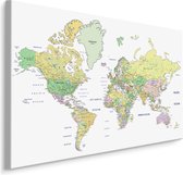 Schilderij -  Pastelkleurige Wereldkaart  , Wanddecoratie , Premium print