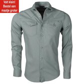 Megaman - Heren Overhemd - Jeans - Slimfit - Stretch - Groen