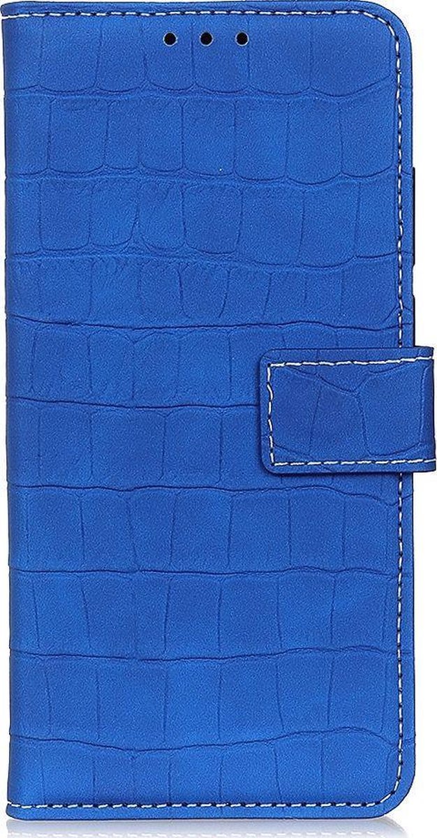 Mobigear Telefoonhoesje geschikt voor Apple iPhone 13 Pro Hoesje | Mobigear Croco Bookcase Portemonnee | Pasjeshouder voor 3 Pasjes | Telefoonhoesje voor Pinpas / OV Kaart / Rijbewijs - Blauw