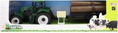Tractor met boomstammen op legger groen 41 cm