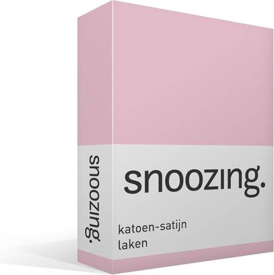 Snoozing - Katoen-satijn - Laken - Lits-jumeaux - 240x260 cm - Roze