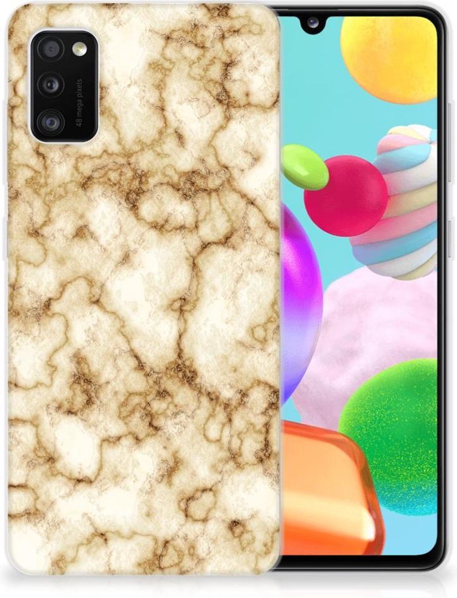 Samsung Galaxy A41 TPU Siliconen Hoesje Marmer Goud