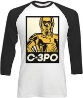 Star Wars Raglan top -M- Classic C-3PO Block Wit/Zwart