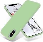 Silicone case geschikt voor Apple iPhone X / Xs - lichtgroen + glazen screen protector