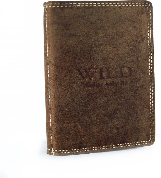 Wild leather Only !!!  Creditcard Houder Buffelleer Donkerbruin - ( RS-5003-15) -