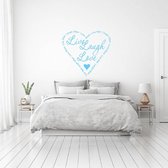 Muursticker Live Laugh Love In Hartje - Lichtblauw - 120 x 133 cm - woonkamer slaapkamer alle