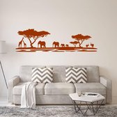 Muursticker Afrika Dieren -  Bruin -  120 x 34 cm  -  woonkamer  slaapkamer  alle  dieren - Muursticker4Sale