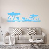 Muursticker Afrika Dieren -  Lichtblauw -  160 x 45 cm  -  woonkamer  slaapkamer  alle  dieren - Muursticker4Sale