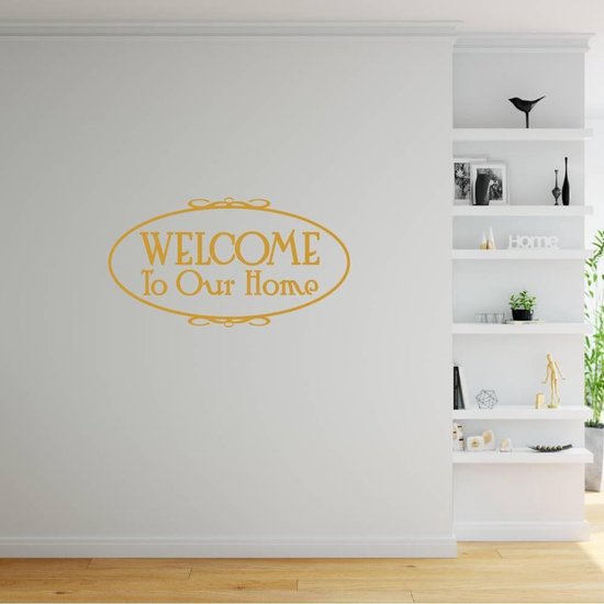 Muursticker Welcome To Our Home - Goud - 160 x 86 cm - woonkamer alle