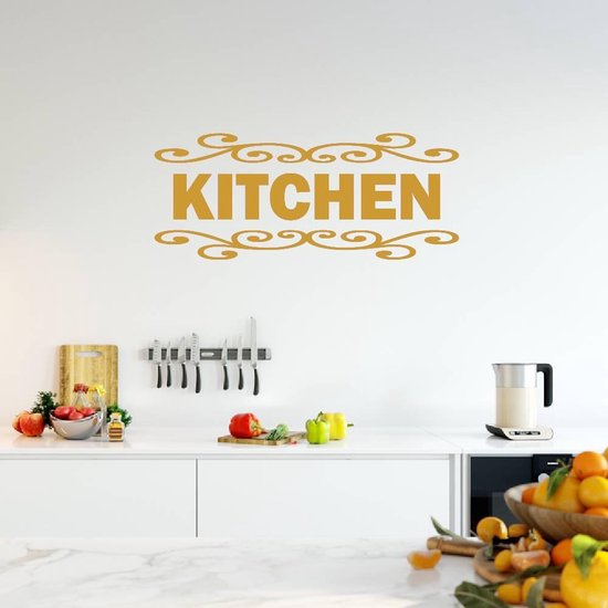Muursticker Kitchen - Goud - 80 x 33 cm - keuken alle