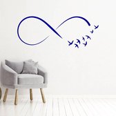 Muursticker Infinity Met Vogels - Donkerblauw - 80 x 32 cm - woonkamer slaapkamer