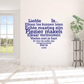 Muursticker Liefde Is.. In Hart Vorm -  Donkerblauw -  60 x 47 cm  -  woonkamer  nederlandse teksten  slaapkamer  alle - Muursticker4Sale