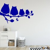 Muursticker Uilen Op Tak - Donkerblauw - 60 x 38 cm - baby en kinderkamer slaapkamer dieren