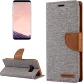 GOOSPERY CANVAS DAGBOEK voor Galaxy S8 canvas textuur horizontale flip lederen tas met kaartsleuven & portemonnee en houder (grijs)