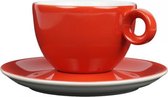 Cappuccinokopje met schotel - 200ml - Mosterdman - Rood