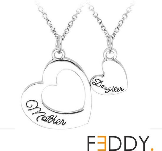 Moeder en Dochter ketting zilver | 2 delig | Lovely Thingz
