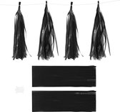 Happy Moments Tassels 12x35 Cm Zijdepapier Zwart 12 Stuks