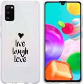 iMoshion Hoesje Geschikt voor Samsung Galaxy A41 Hoesje Siliconen - iMoshion Design hoesje - Transparant / Zwart / Live Laugh Love