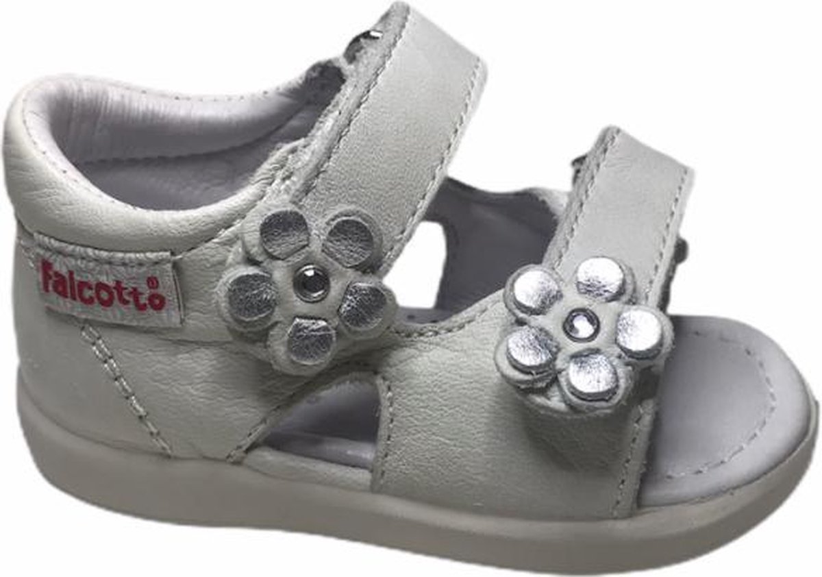 Falcotto velcro bloempjes sandalen 1398 gebroken Creme
