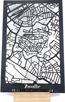 Standing Citymap Zwolle MDF hout - 25x35 cm - Stadskaart woondecoratie - Wanddecoratie