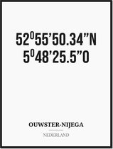 Poster/kaart OUWSTER-NIJEGA met coördinaten