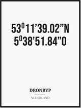 Poster/kaart DRONRYP met coördinaten