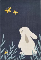 Kinderkamer vloerkleed Bunny Lottie - donkerblauw 120x170 cm
