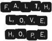 Kaart - Vierkant - 15x15cm - Met envelop - Faith Love Hope - Christelijke kaart - Majestic Ally - 12 stuks