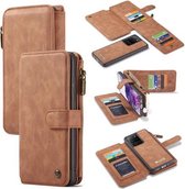 caseme - Hoesje geschikt voor Samsung Galaxy S20 Ultra - wallet book case met ritssluiting - bruin