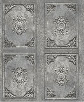 Horizons barok panelen grijs (ornament vliesbehang, grijs)
