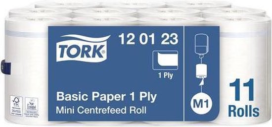 Foto: Tork universal m1 papier 1 laags wit 22cm x 120 meter doos 11 rol 120123