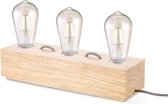 Home Sweet Home - Landelijke tafellamp Ivy - 10/10/8cm - 3 lichts bedlampje - geschikt voor E27 LED lichtbron - gemaakt van Hout