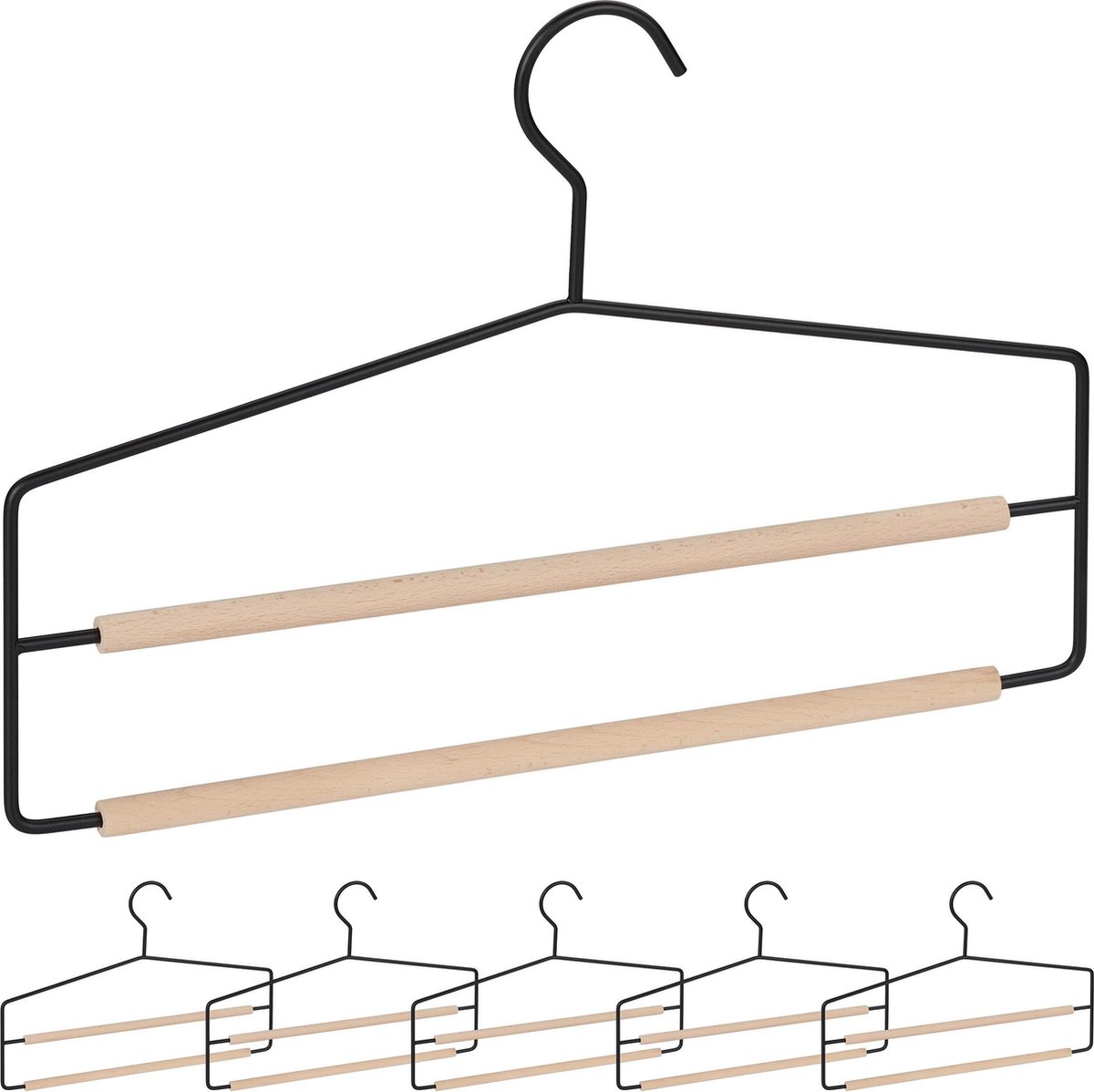 devesanter broekhangers, ruimtebesparend, antislip, 6 stuks S-vormige broekhangers, roestvrijstalen kleerhangers, kastopberger voor broeken, jeans, sjaal, wit