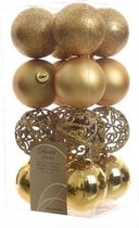 Decoris Kerstballen plastic kunststof mix goud 16 delig
