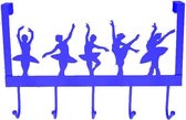Hooks & Co Deurhanger Kapstok Ballerina Blauw 27x39x9cm 5haaks