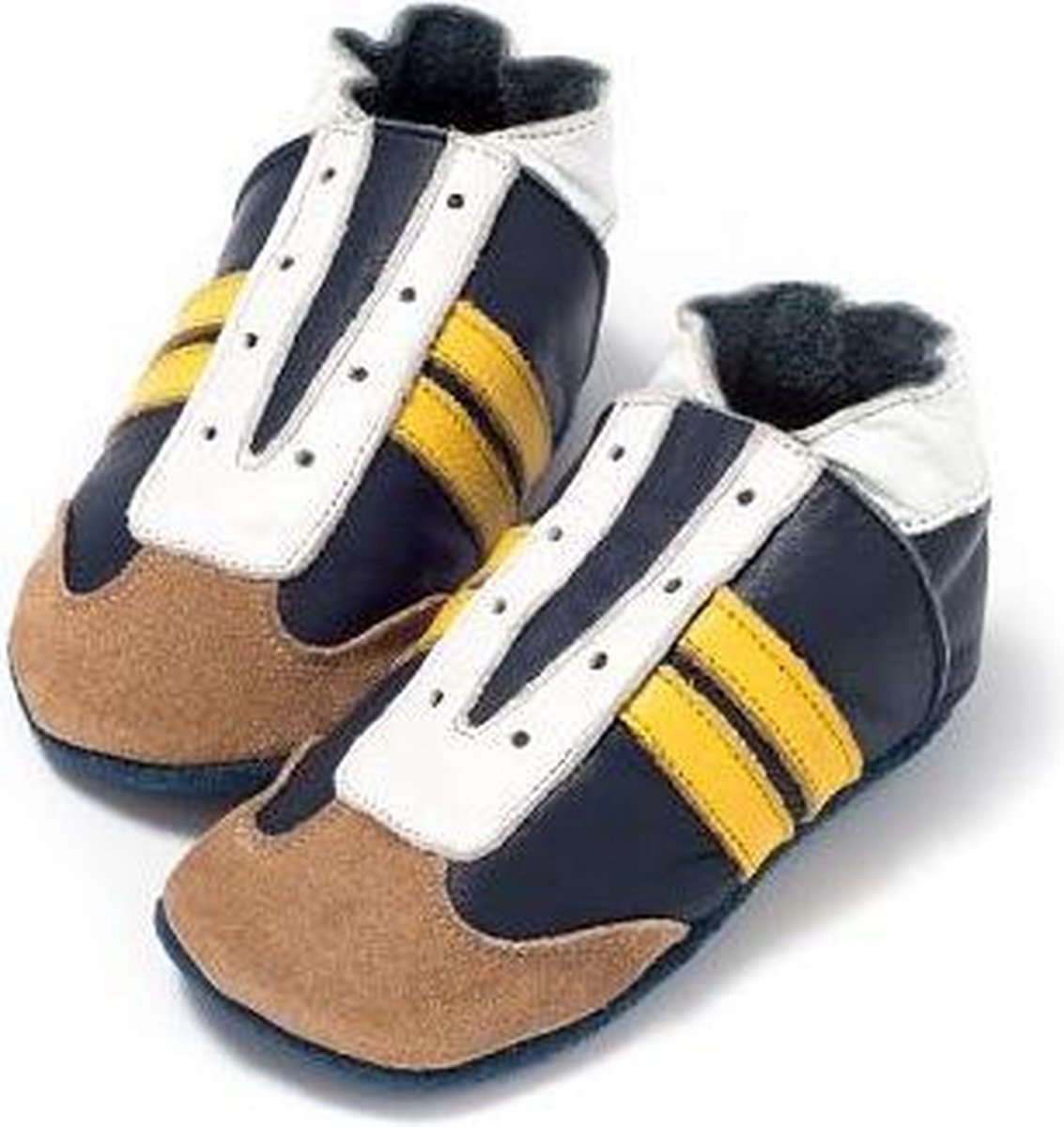Baby Dutch babyslofjes jogger marine geel