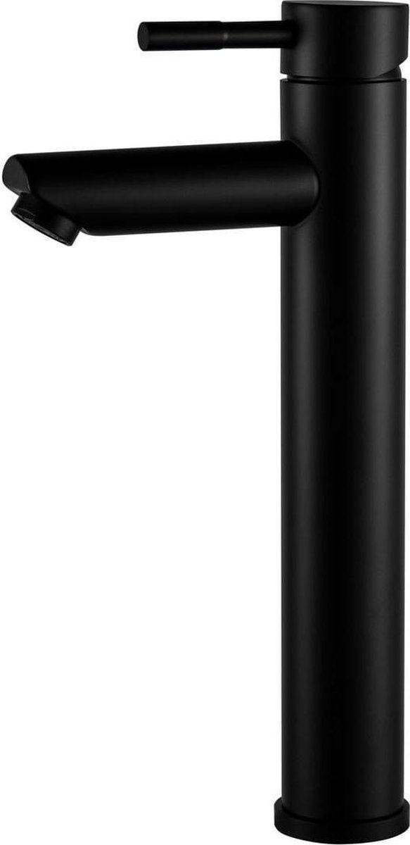 Diamond Line Eva - Wastafelmengkraan - Opbouw - Rond - Hoog - Mat Zwart - 1 Greeps