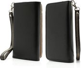 GadgetBay Universele wallet smartphone hoes portemonnee polsbandje bookcase - Zwart