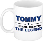 Naam cadeau Tommy - The man, The myth the legend koffie mok / beker 300 ml - naam/namen mokken - Cadeau voor o.a verjaardag/ vaderdag/ pensioen/ geslaagd/ bedankt