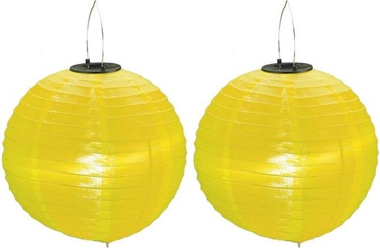 2x pièces Lanternes solaires jaunes à énergie solaire 30 cm - Articles de jardin d'été - Décoration de fête
