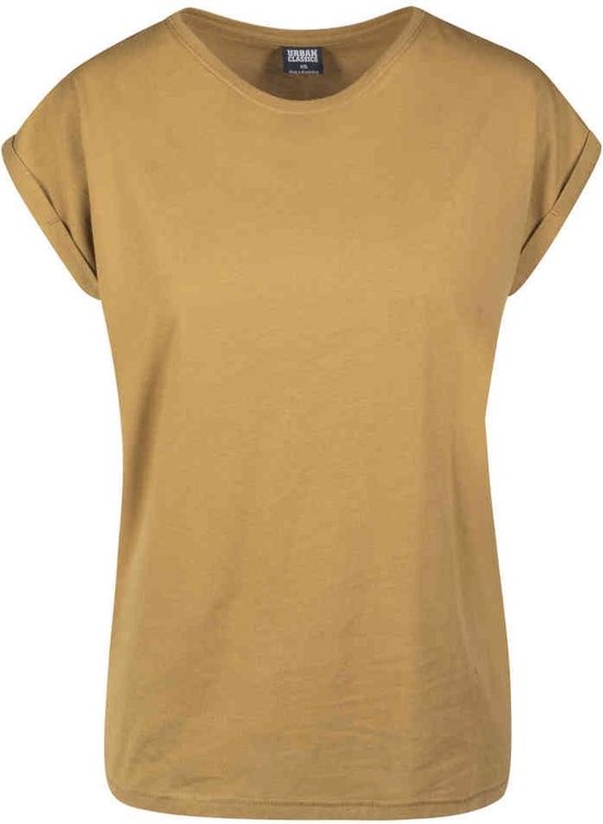 Urban Classics - Extended shoulder Dames T-shirt - M - Bruin